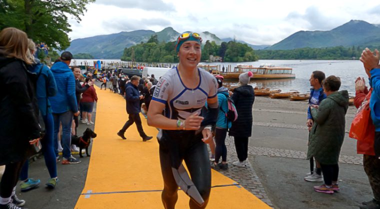 Swimmers exiting Derwentwater