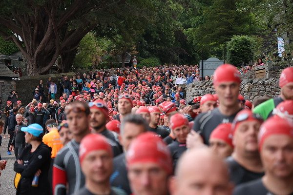 Swimmers waiting at the swim start